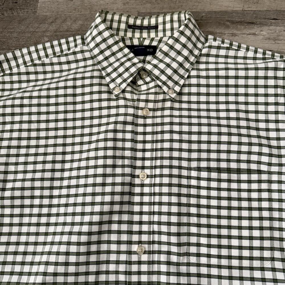 Lands End Hyde Park Oxford Shirt Mens 17.5 - 35 Plaid Check 100% Supima Cotton